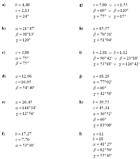 Goniometria a Trigonometria - Príklad 2 - Výsledky